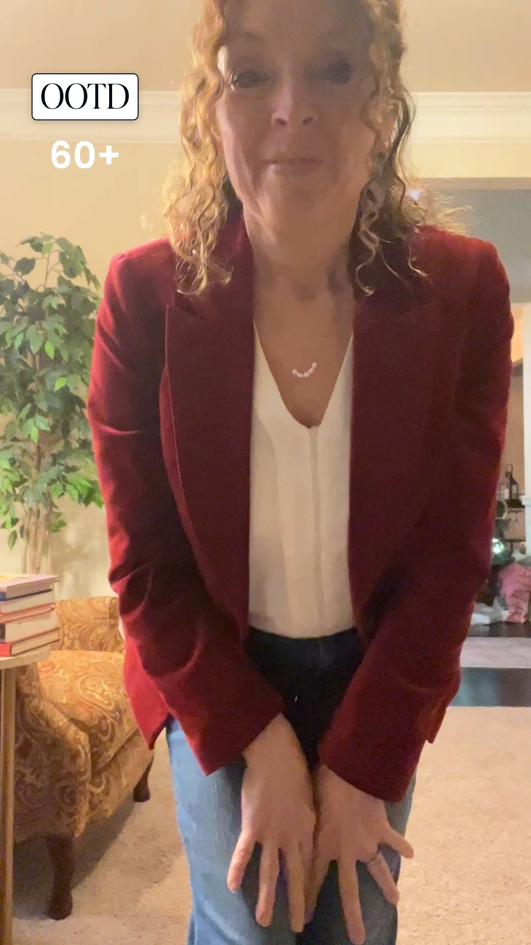 This is my #OOTD as I’m headed to church and it is the Sunday before Christmas, so of course the red velvet blazer must make an appearance. find these and similar items here on my LTK.

#LTKHoliday #LTKootd #LTKOver40
