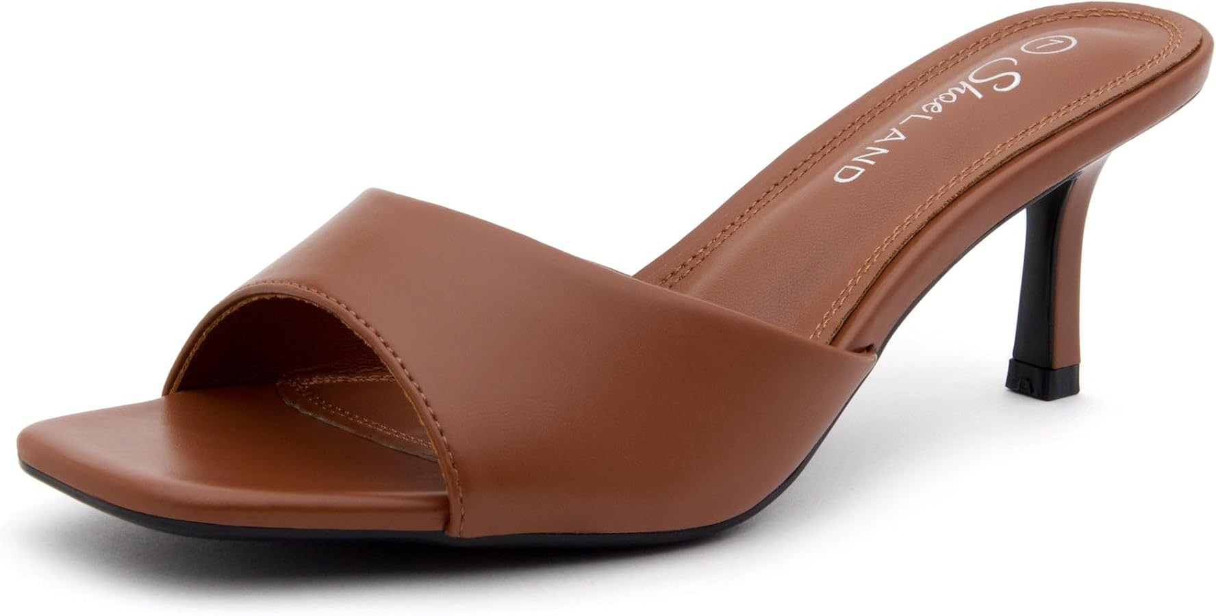 Shoe Land Women's Low Heels Stiletto Heeled Slides, Open Toe One Band Slip-On Heeled Mules – Dr... | Amazon (US)