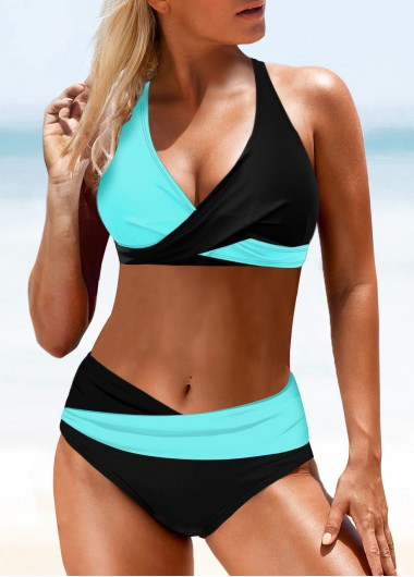 Tie Back Black Contrast Bikini Top | modlily.com - CAD 43.78 | modlily.com