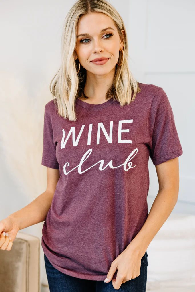 Wine Club Heather Maroon Red Graphic Tee | The Mint Julep Boutique