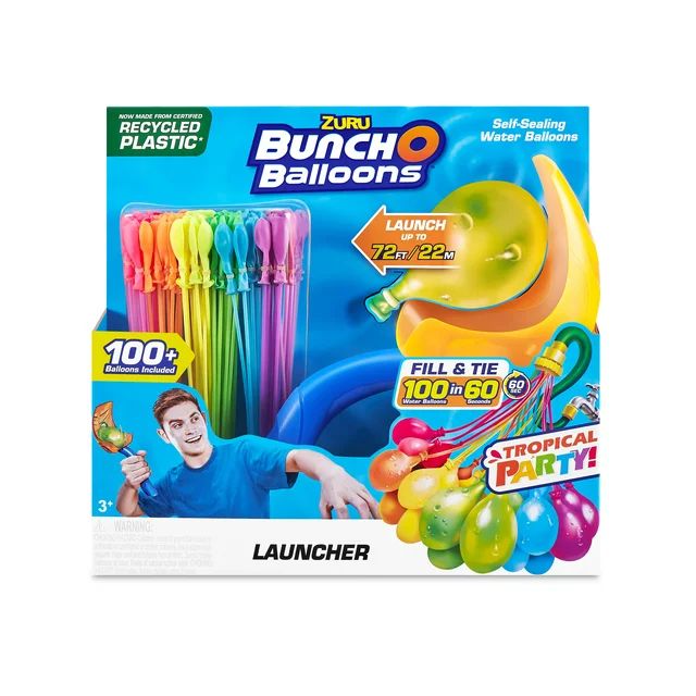 Bunch O Balloons Tropical Party with 1 Launcher & 100+ Rapid-Filling Self-Sealing Balloons by ZUR... | Walmart (US)