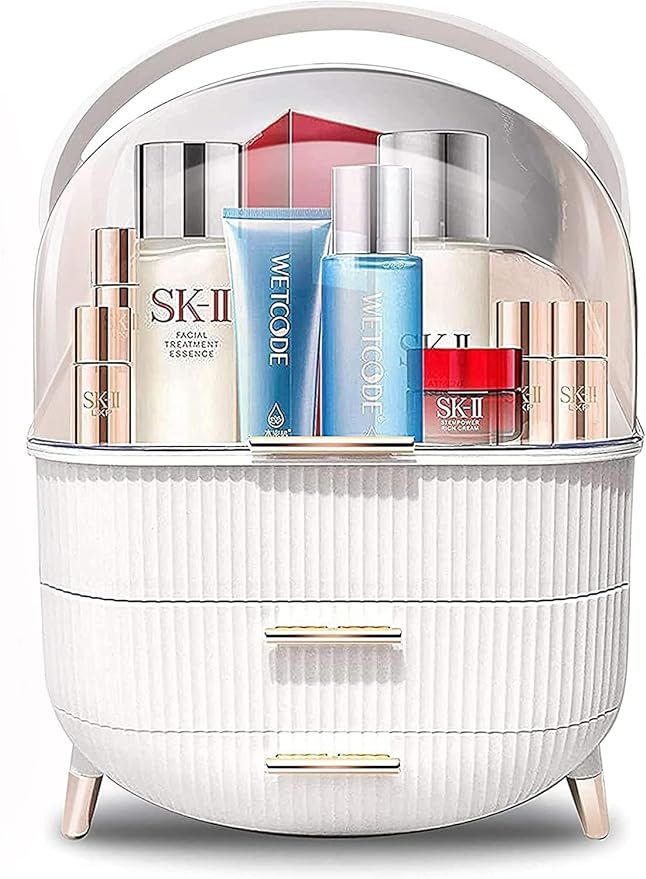 MASSY Egg Shape(Oval) Makeup Storage Box, Countertop Portable Vanity Cosmetics Organizer Preppy S... | Amazon (US)