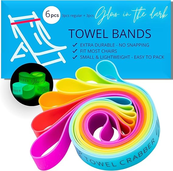 Towel Bands (6-Pack), Beach Pool & Cruise Chairs, Extra Durable, No Snapping, Cruise Ship & Beach... | Amazon (US)