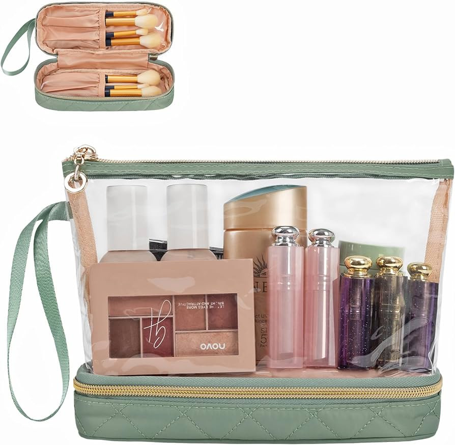 Ethereal Clear Makeup Bag, TSA Approved Toiletry Bag Green Travel Makeup Bag Large Capacity Makeu... | Amazon (US)