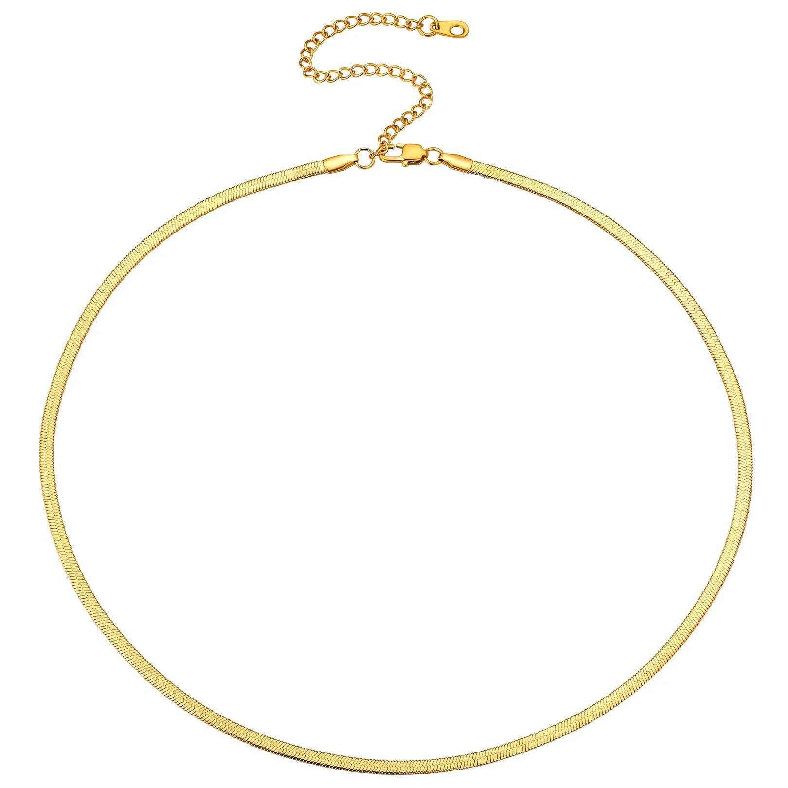 FOCALOOK Flat Snake Chain Herringbone Choker Necklace for Women Gifts Jewelry Gold 3MM 18 Inches | Walmart (US)