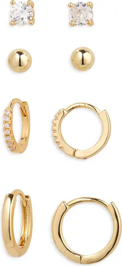 Nordstrom Set of 4 Demi Fine Essentials Stud & Hugging Hoop Earrings | Nordstrom | Nordstrom