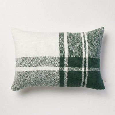 14"x20" Block Plaid Lumbar Throw Pillow Green/Cream - Hearth & Hand™ with Magnolia | Target