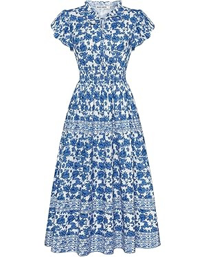 GRACE KARIN Women's Floral Boho Dress Hawaiian Dresse Short Sleeve V Neck Summer Beach Wedding Gu... | Amazon (US)