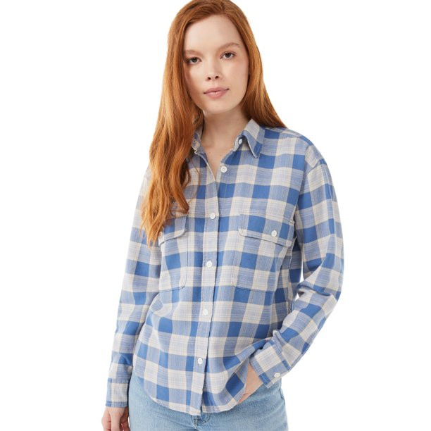 Free Assembly Women’s Long Sleeve Work Shirt | Walmart (US)
