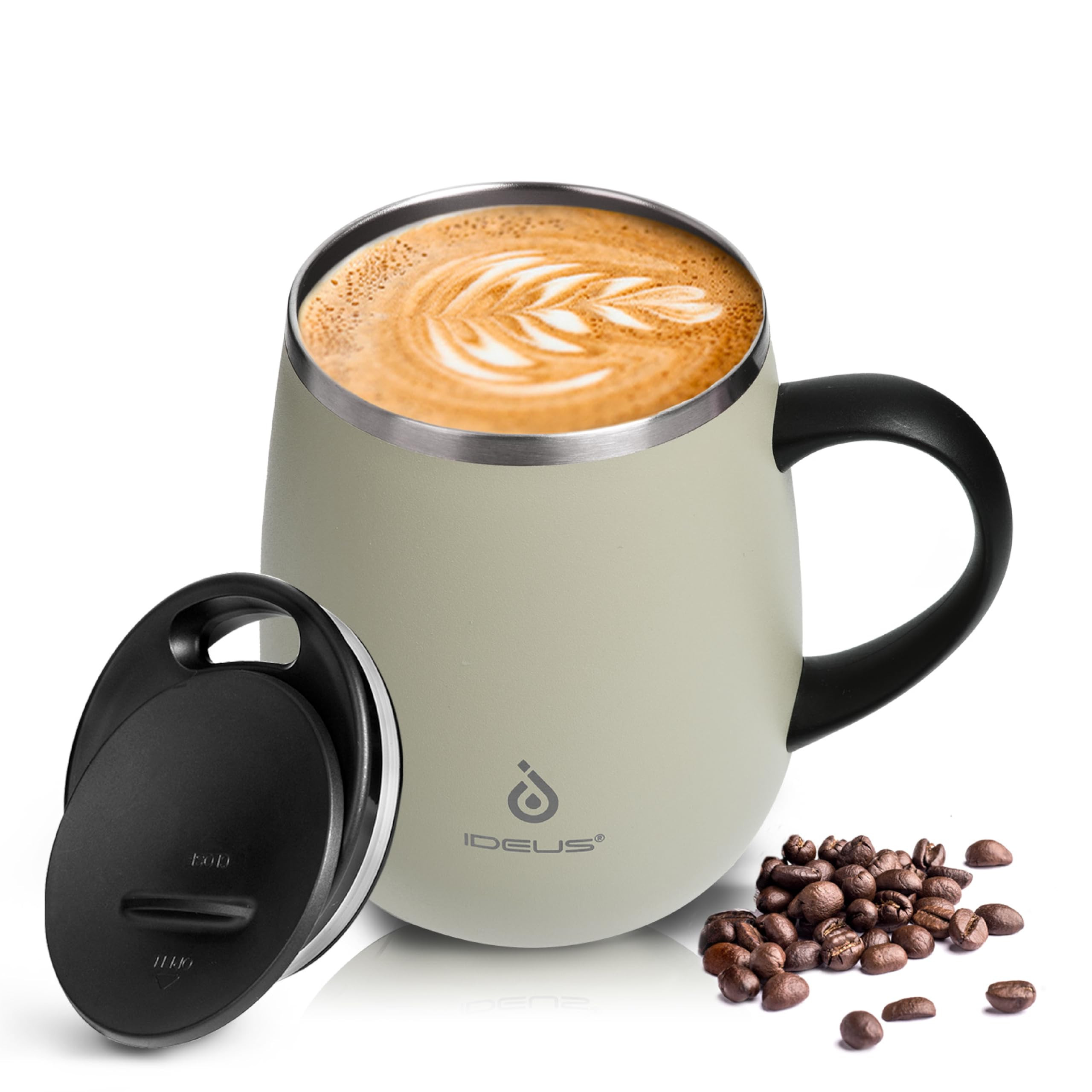 Ideus 16 oz (470 ml) Insulated Coffee Mug with Handle and Lid, Double Wall Stainless Steel Vacuum... | Amazon (US)