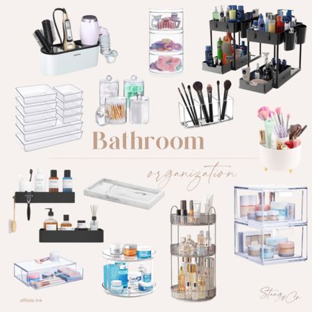 Bathroom organization from Amazon, including drawer trays, cosmetic organizers, adhesive shower shelves, stackable clear boxes, a marble tray, makeup brush organizer, and cotton ball holders. 

Amazon home, Home decor, home organization 

#LTKstyletip #LTKhome #LTKfindsunder50