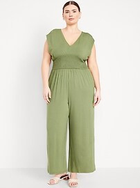 Waist-Defined Shirred Jumpsuit | Old Navy (US)