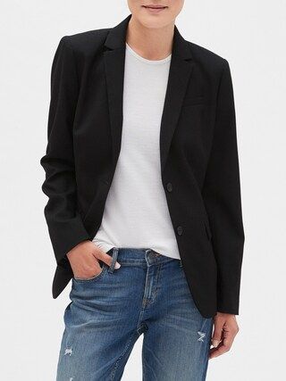 Washable Long and Lean Black Two-Button Blazer | Banana Republic Factory