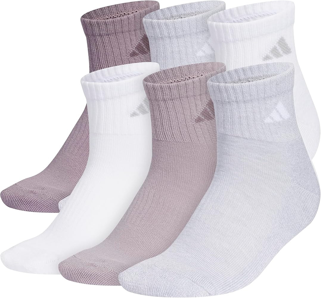 adidas Women's Athletic Cushioned Quarter Ankle Socks (6 Pairs) Durable & Comfortable | Amazon (US)