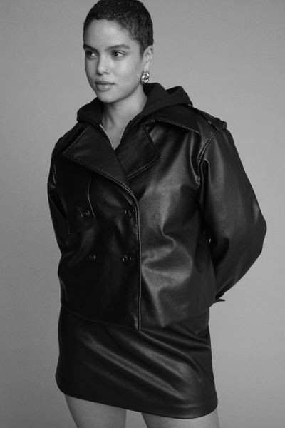 Coated Trench-look Jacket - Black - Ladies | H&M US | H&M (US + CA)