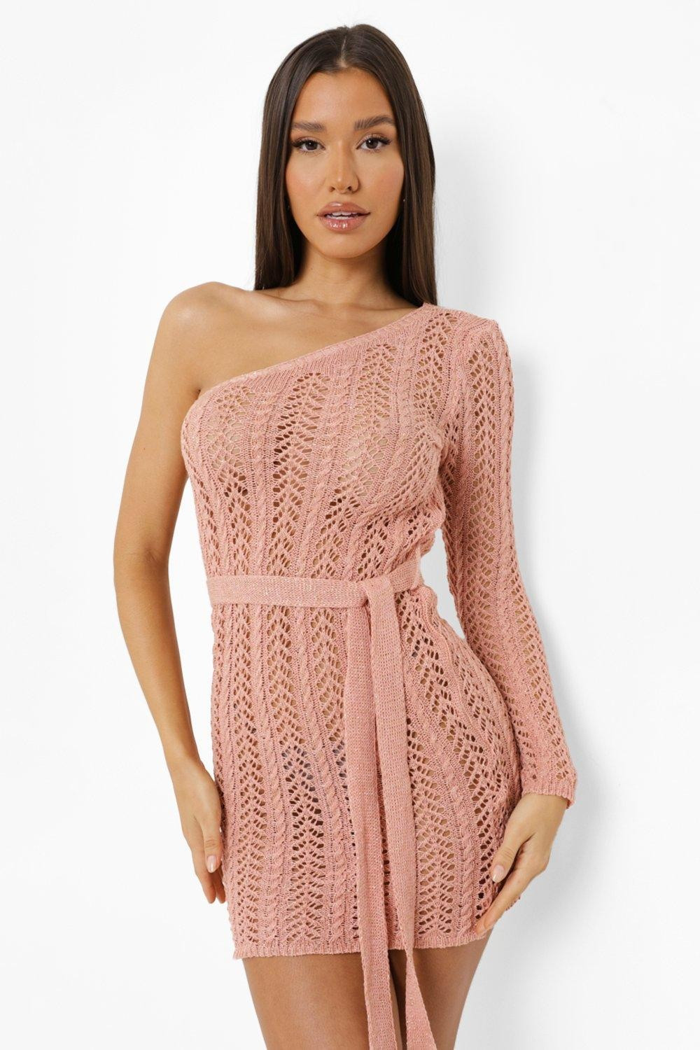 Glitter Crochet Asym Mini Dress | Boohoo.com (US & CA)