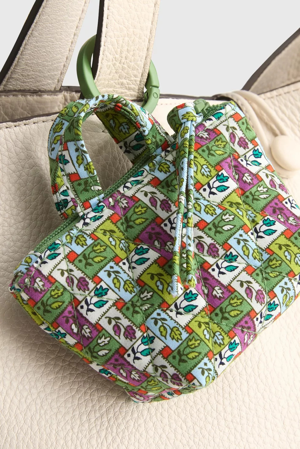 Vera Bradley Quilted Cotton Mini Tote Bag Keychain | Urban Outfitters (US and RoW)