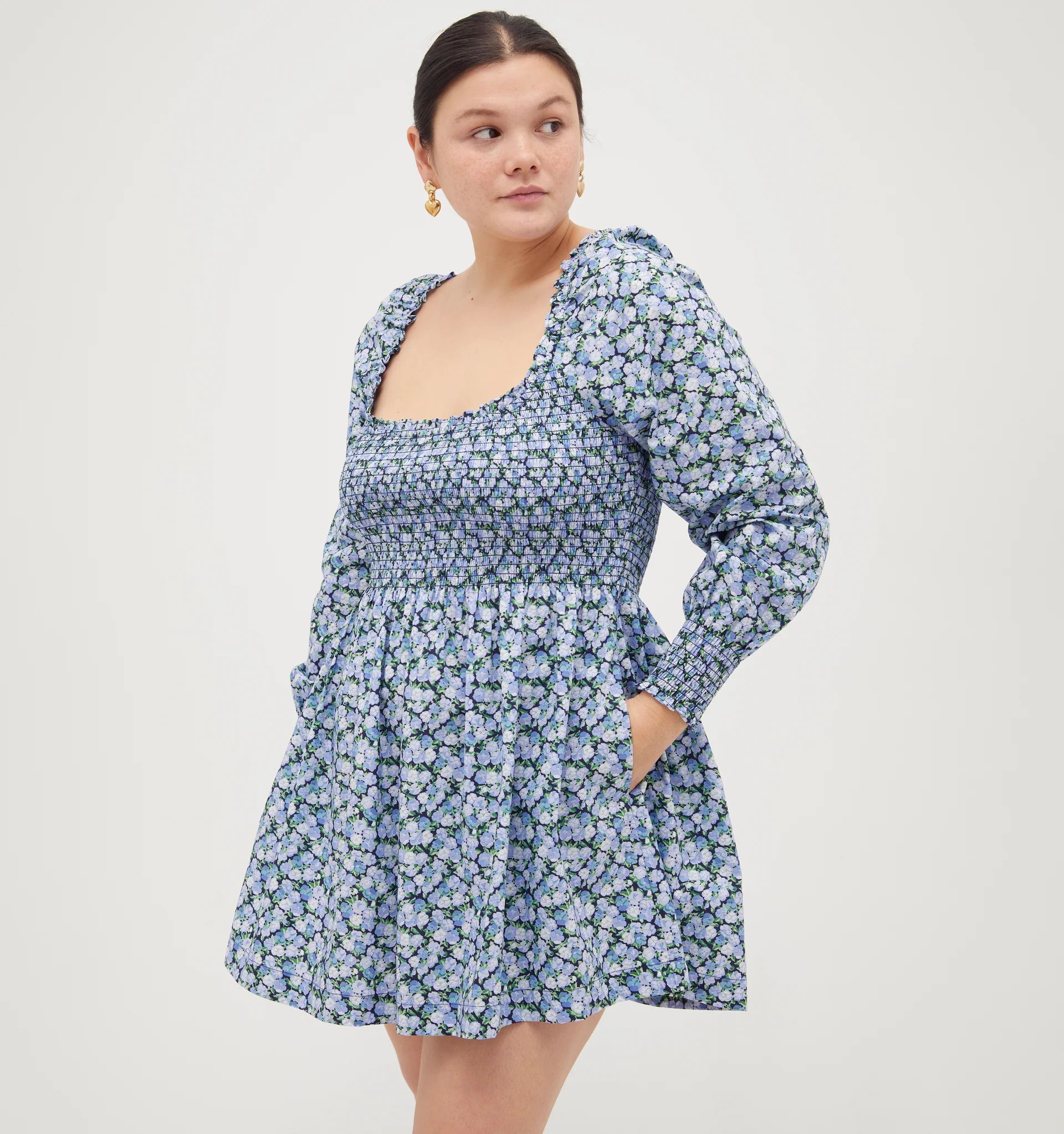 The Norah Nap Dress - Pansy in Blue Multi Cotton | Hill House Home