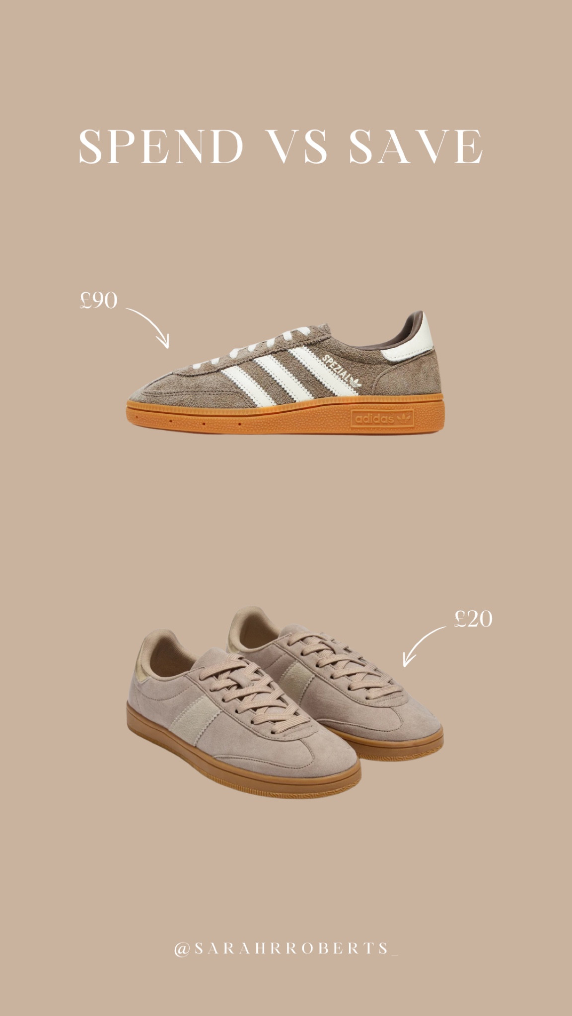 SPEND VS SAVE 🫶🏼
Brown Adidas Spezial vs a £20 dupe! I spotted these in store and knew you guys would love them!

Trainers, autumn wardrobe, autumn shoes, adidas trainers 

#LTKuk #LTKautumn #LTKshoes