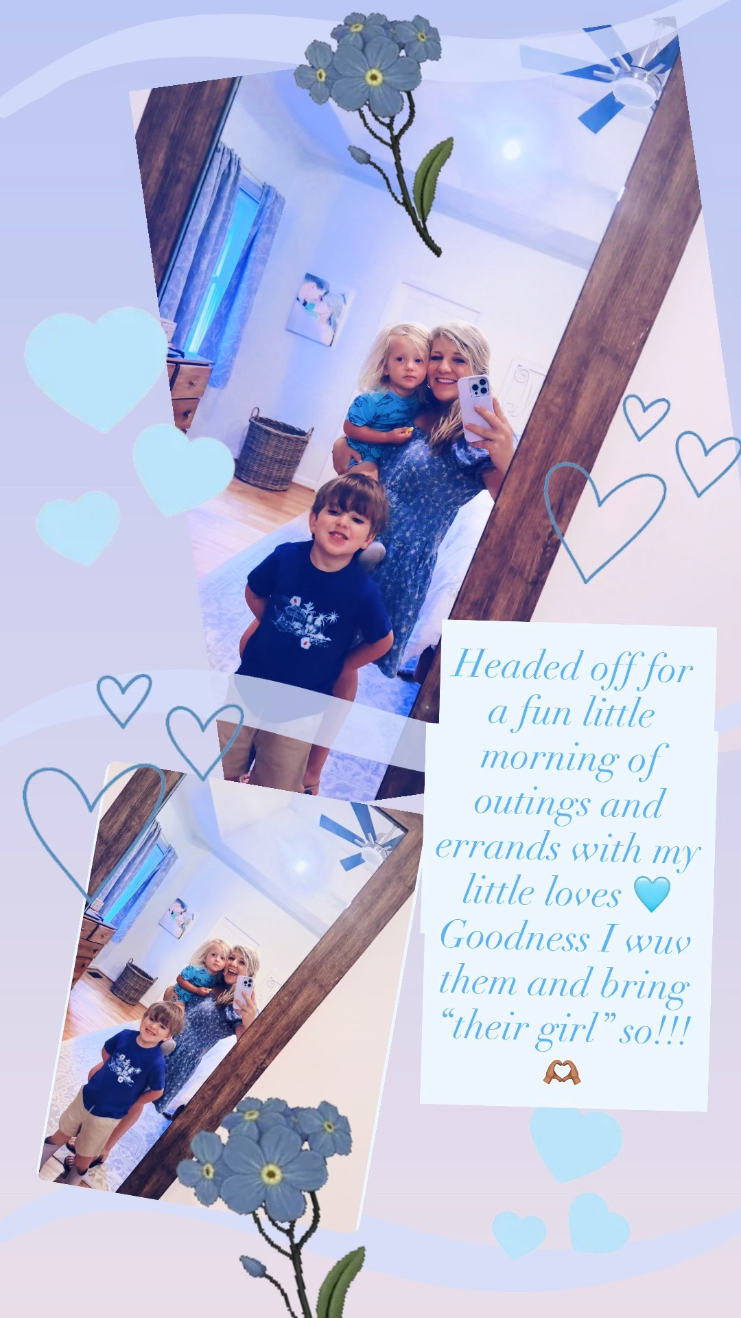 Headed off for a fun little morning of outings and errands with my little loves 🩵 Goodness I wuv them and bring “their girl” so!!! 🫶🏽