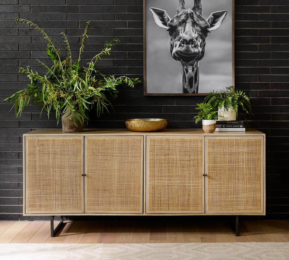 Dolores 72" Cane Console Table | Pottery Barn (US)