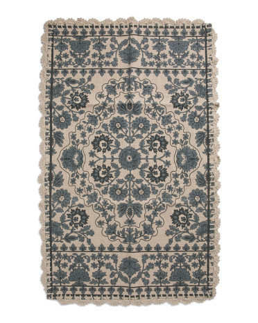 27x45 Printed Cotton Fleurets Bath Rug With Crochet Border | Bed & Bath | Marshalls | Marshalls