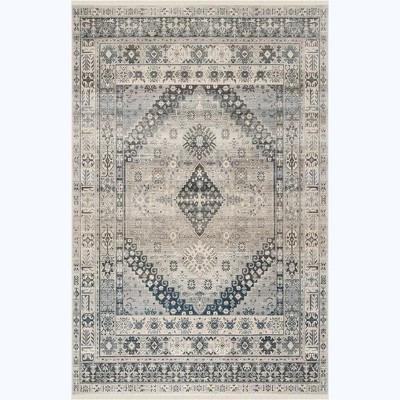 Vintage Persian VTP472 Power Loomed Indoor Area Rug - Grey/Blue - 4'x6' - Safavieh: Geometric Pattern, Low Pile, Cotton Backing | Target