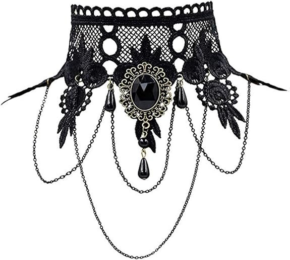 iWenSheng Halloween Costumes Jewelry for Women - Steampunk Black Lace Choker Necklace Gothic Jewe... | Amazon (US)