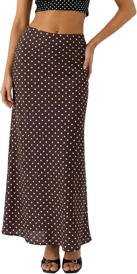BLENCOT Womens High Waisted Long Mesh Polka Dot Maxi Skirt | Amazon (US)
