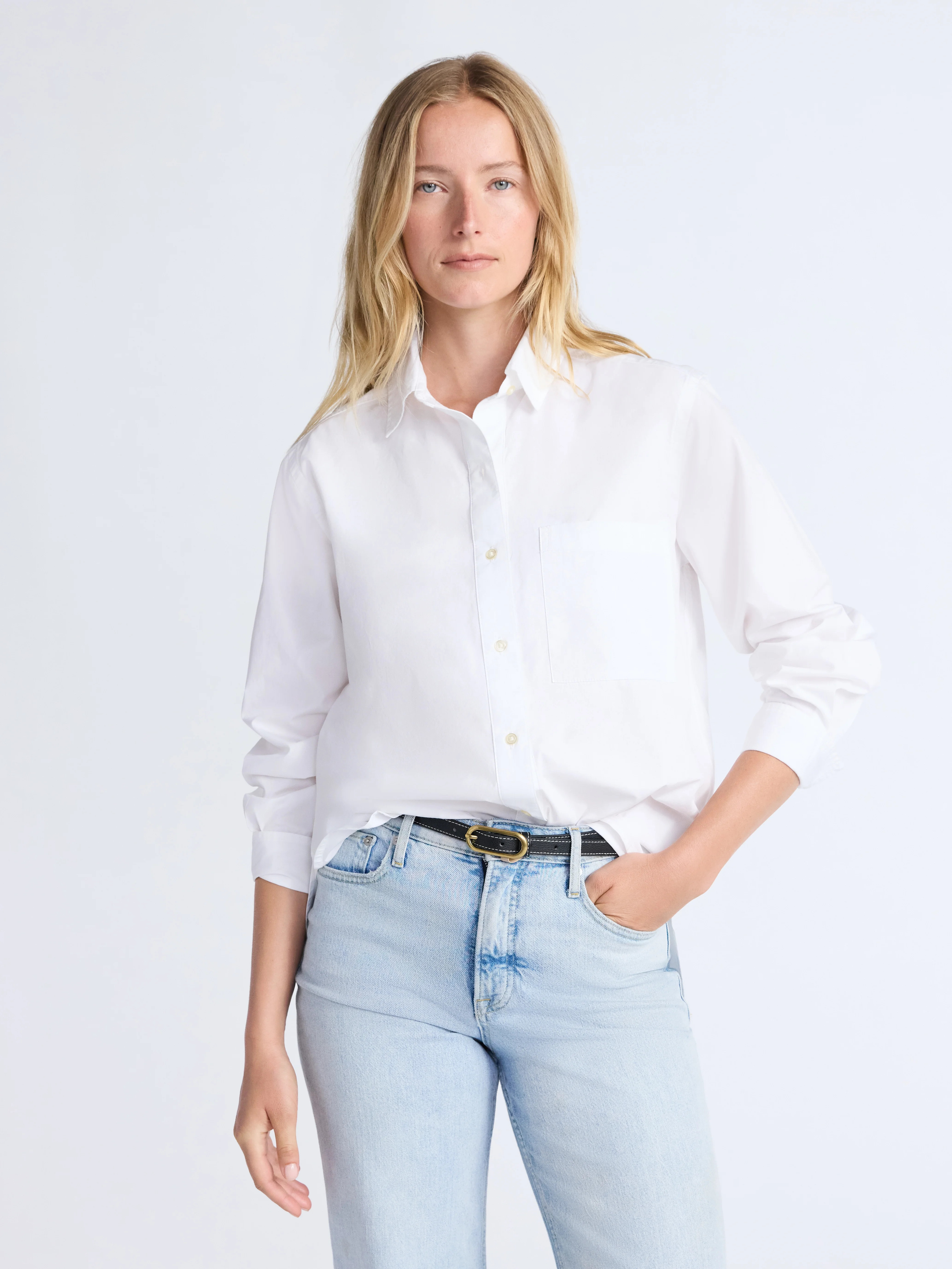 Free Assembly Women's Boxy Cotton Button Front Tunic Shirt with Long Sleeves, Sizes XS-XXL - Walm... | Walmart (US)