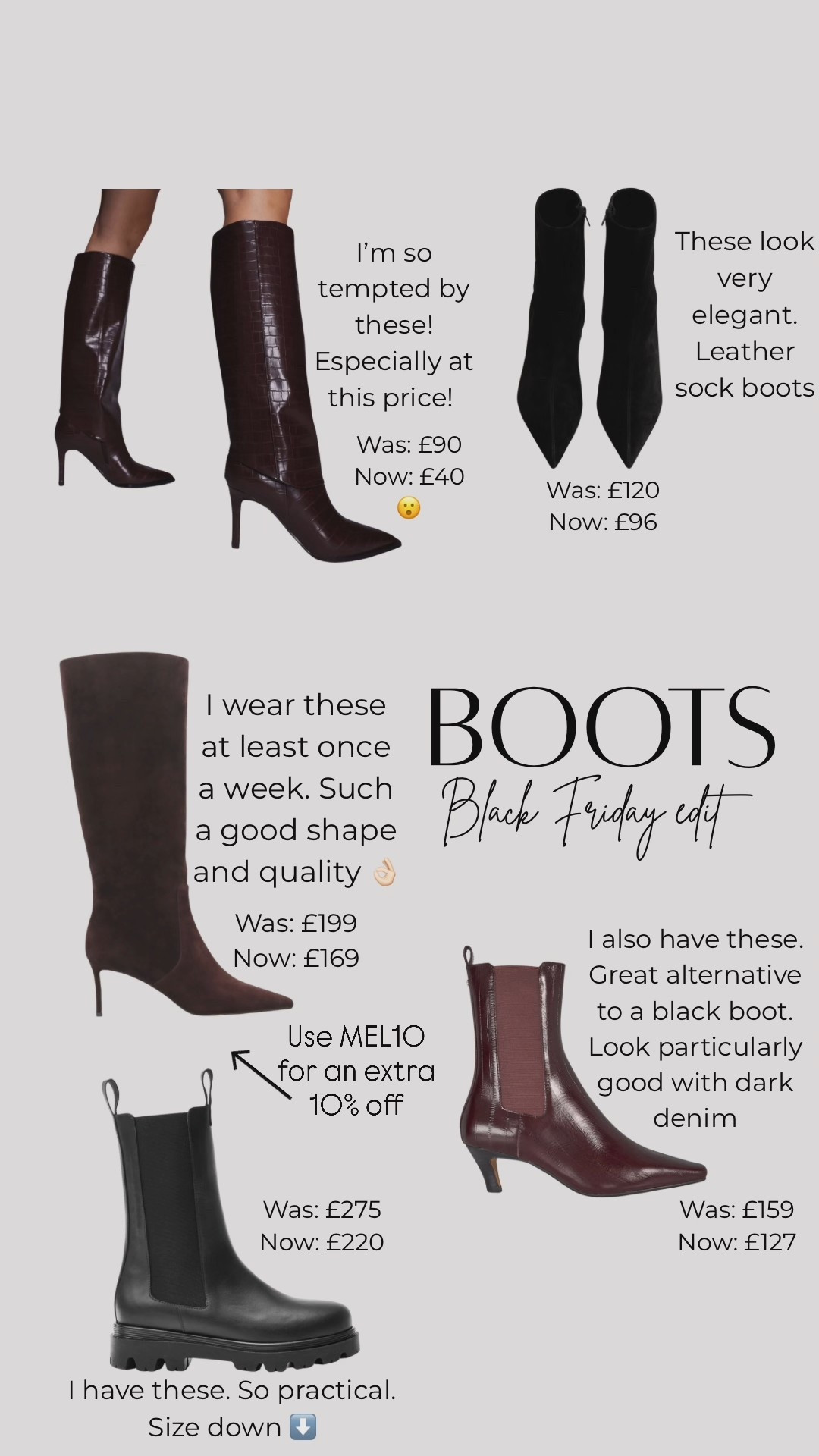 Brown suede boots, chunky black boots, elegant sock boots, knee-high boots, burgundy boots 

#LTKshoecrush

#LTKFindsUnder100 #LTKCyberWeek #LTKSaleAlert