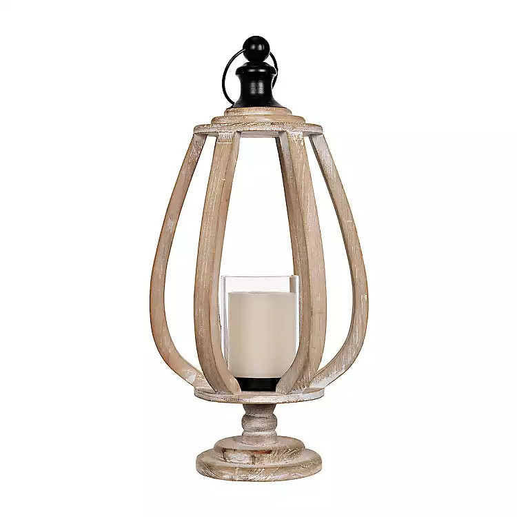Natural Wooden Lantern with Pedestal Base | Kirkland's Home