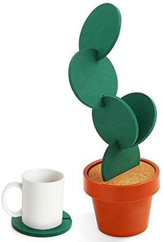Coasters DIY Cactus Coaster Set of 6 Pieces with Flowerpot Holder for Drinks Novelty Gift for Hom... | Amazon (US)