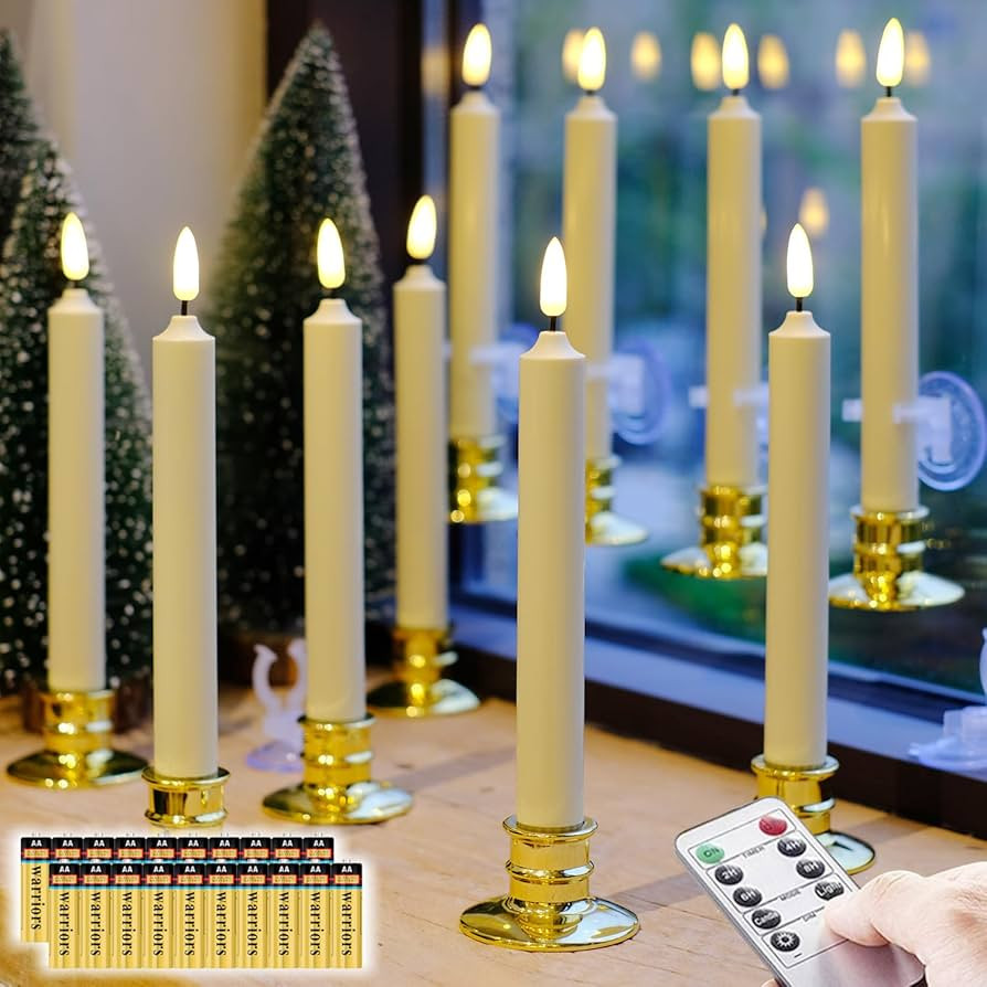 10 Pack Window Candles +20 AA Batteries(Include,Run More Than 400 Hours) + Candleholders + Suctio... | Amazon (US)