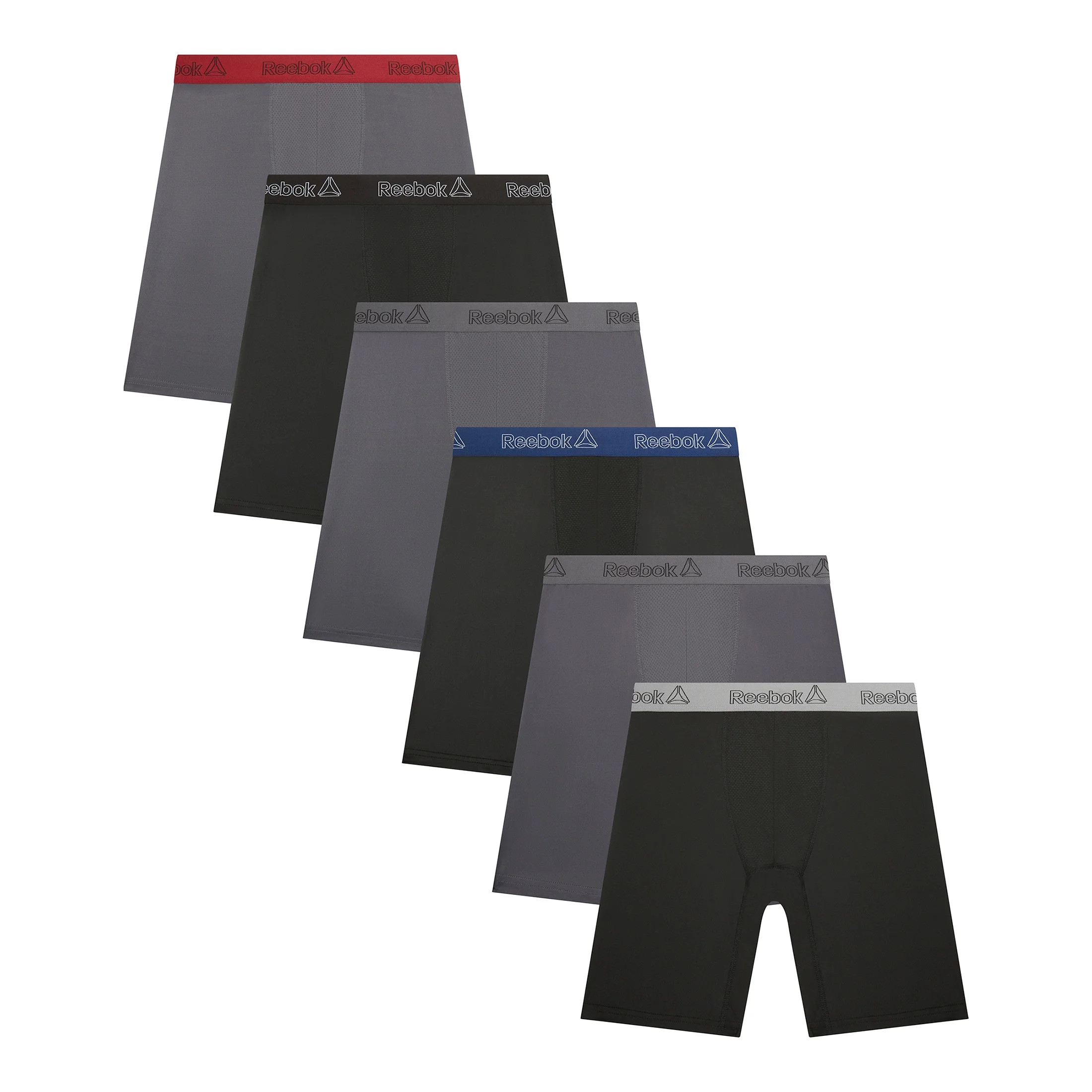 Reebok Men's Featherweight Performance Long Leg Boxer Briefs, 6 Pack | Walmart (US)