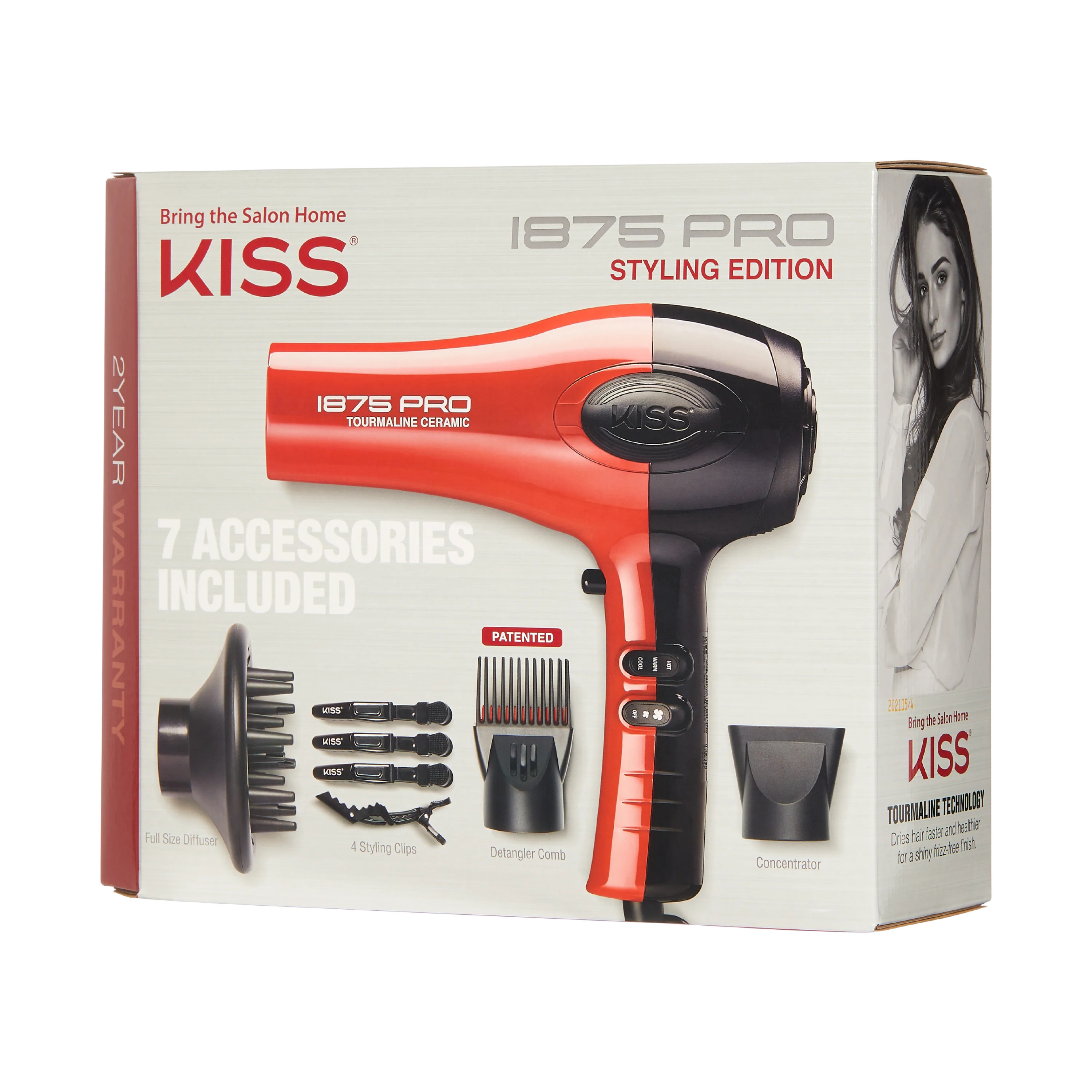 1875 Pro Tourmaline Ceramic Dryer - 7 Accessories | KISS, imPRESS, JOAH