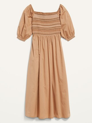 Fit & Flare Cotton-Poplin Smocked Off-the-Shoulder Maxi Dress for Women | Old Navy (US)