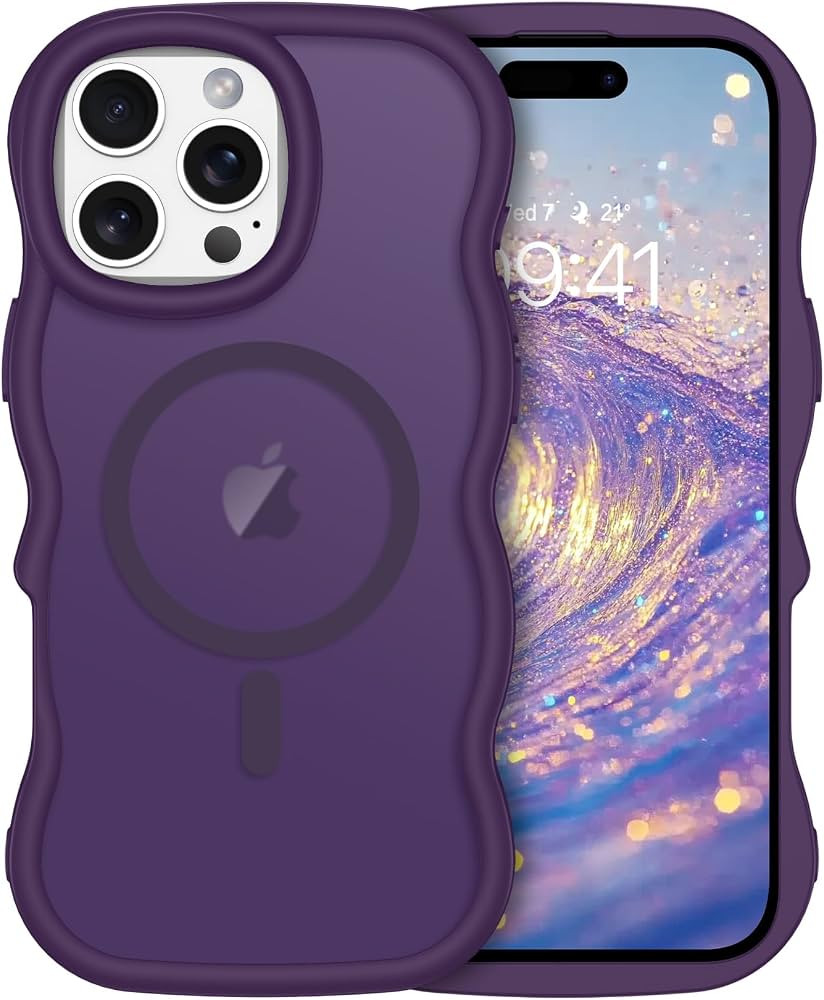 GUAGUA for iPhone 16 Pro Max Magnetic Case, Cute Curly Wave Shape Design Compatible with MagSafe ... | Amazon (US)