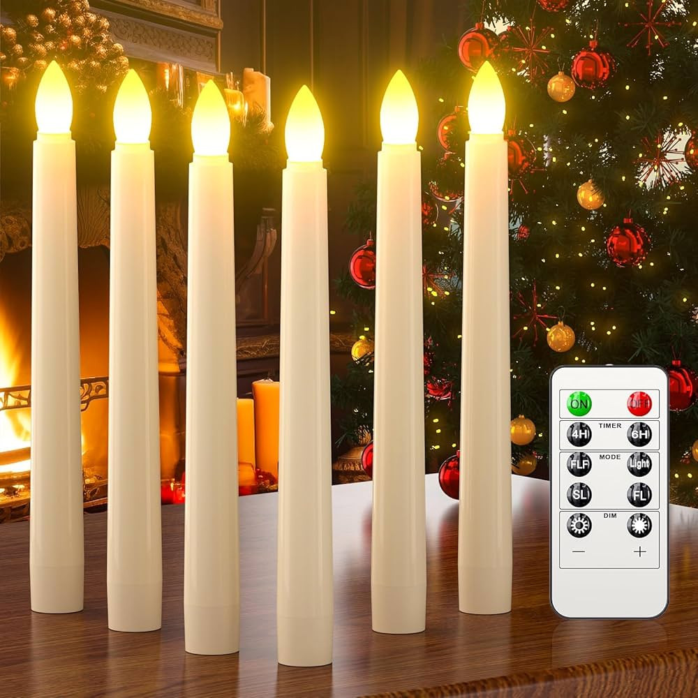 PChero Flameless Candles with Remote Timer, 7.9" Ivory Battery Operated LED Taper Dripless Floati... | Amazon (US)