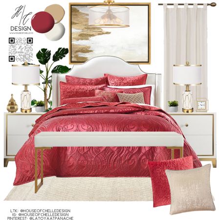 Modern bedroom | home decor concept board | bed, nightstand, bed bench, rug, side tables, side chair, nightstand lamps, table lamps, chandelier, ceiling fan, ceiling light, floor lamp, faux plants, vases, mirror, artwork, pillows, bedding, curtains, window treatments, candle holders. #moodboard

#LTKstyletip #LTKhome
