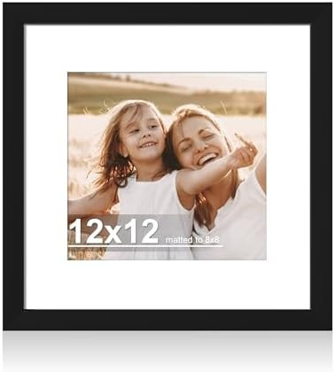 12x12 Picture Frame with Real Glass - 8x8 Wooden Frame with Mat, Horizontal and Vertical Display ... | Amazon (US)
