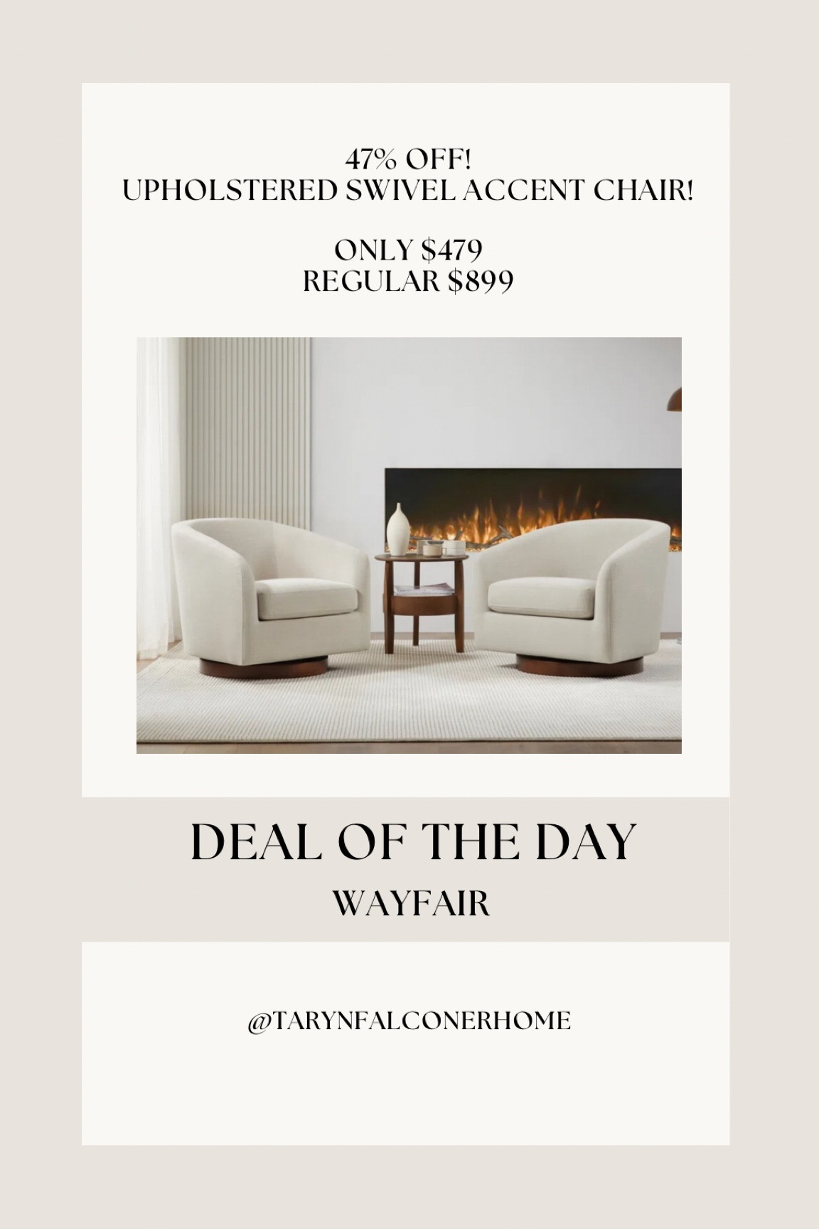 47% off this beautiful upholstered swivel accent chair! Available in different colour fabrics!

#swivelchair #accentchair #home #neutralhome #cozyhome #chair #livingroom #familyroom #homefind #onsale #dealoftheday

#LTKHome #LTKSaleAlert