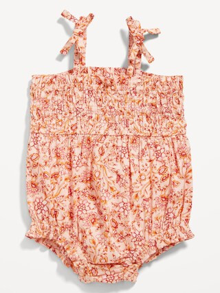 Printed Sleeveless Smocked One-Piece Romper for Baby | Old Navy (US)