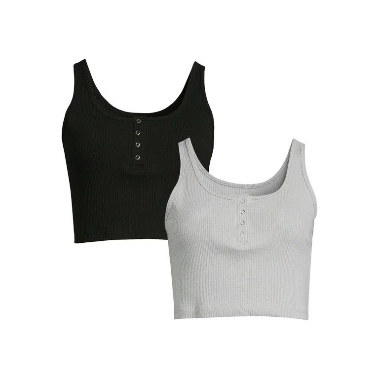 No Boundaries Juniors Henley Tank Top, 2-Pack - Walmart.com | Walmart (US)