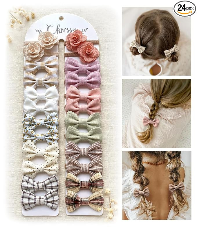 Boutique Baby Hair Ties for Infants Ouchless, 24 pcs Hair Bow Ties for Toddler Girls' Fine Hair, ... | Amazon (US)
