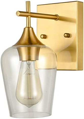 DAYCENT Modern Brass Wall Sconce Lighting Bathroom Glass Gold Wall Sconces | Amazon (US)