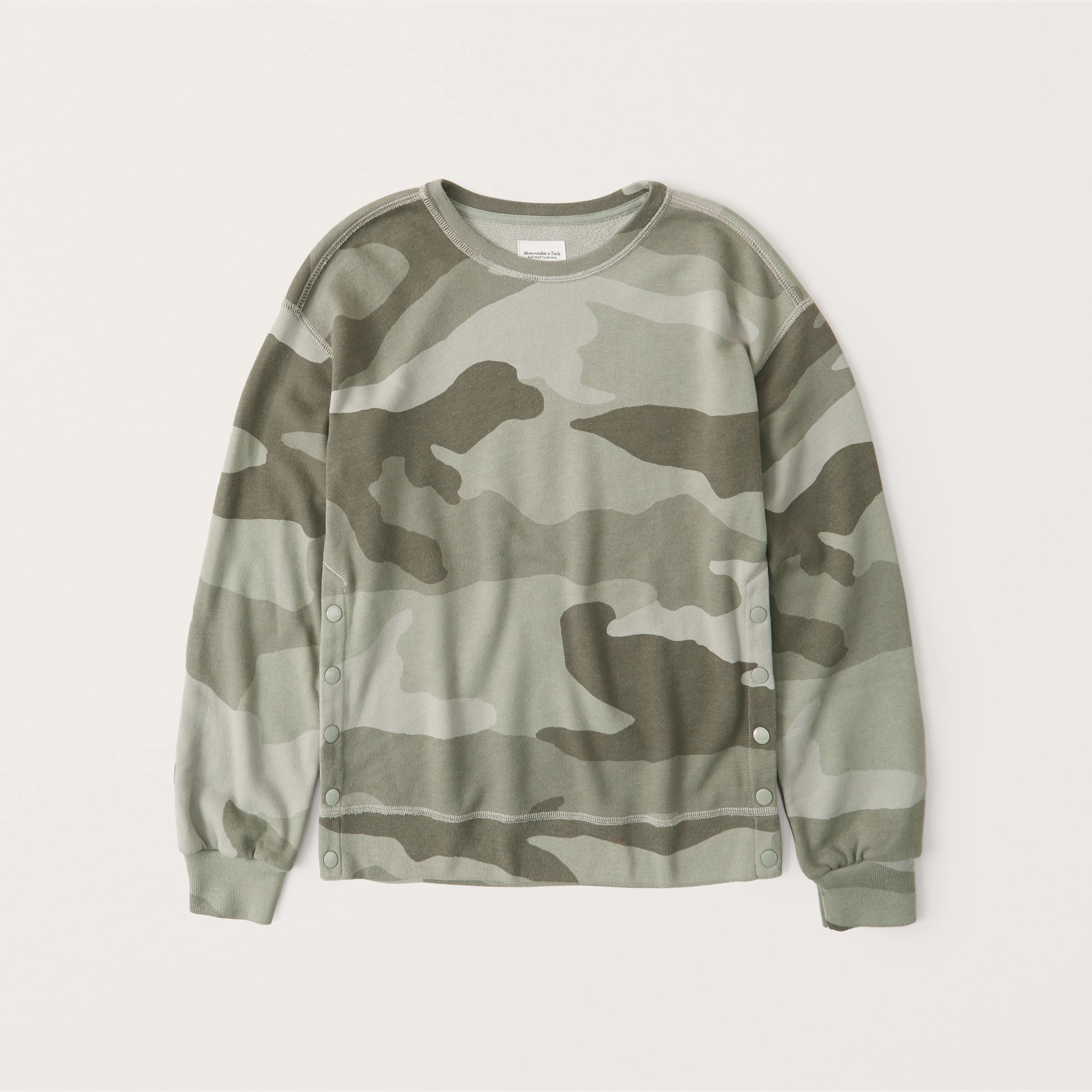 Side-Snap Crewneck Sweatshirt | Abercrombie & Fitch (US)