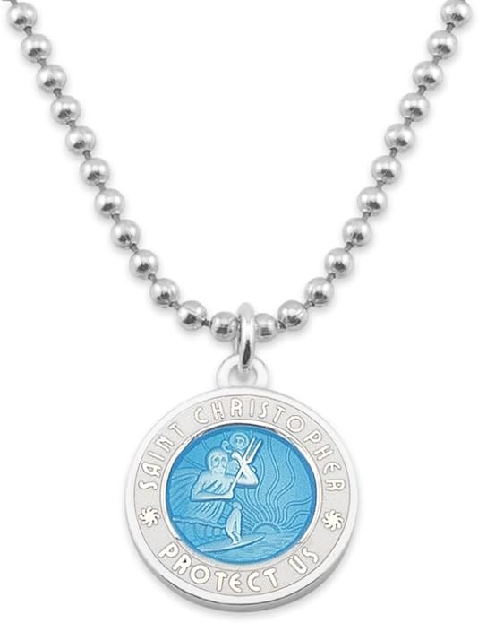 Get Back Necklaces St. Christopher Surf Necklace | Medium, 3/4” Silver Plated Medallion, 24” ... | Amazon (US)