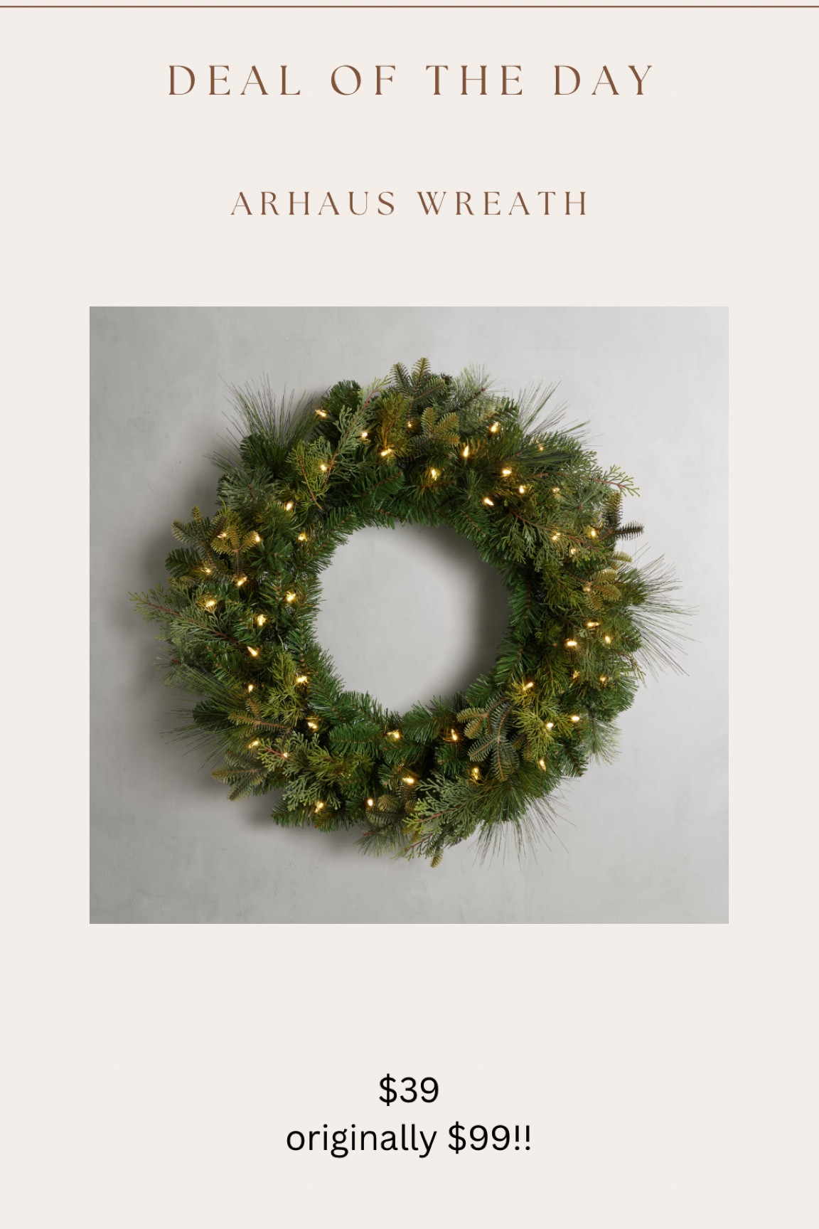 If you don’t have a front door wreath yet or if you want to upgrade - this arhaus one is 60% off AND free shipping!!!! Will sell out! 

#LTKsalealert #LTKSeasonal #LTKHoliday