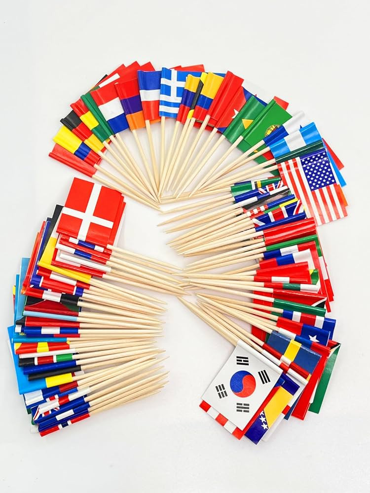 RUKlTU100 Pcs Mini Countries Toothpick Flags Decorations Party Theme, National Cupcake Toppers Co... | Amazon (US)